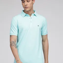 SPORTO Men Turquoise Blue Polo Collar Cotton T-shirt-picture-17