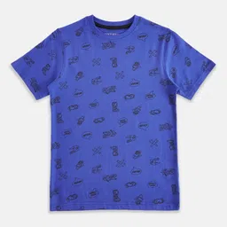 Pantaloons Junior Boys Blue Printed Cotton T-shirt-picture-30