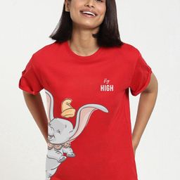 Bewakoof Women Red Printed Pure Cotton Relaxed Fit T-shirt-picture-44