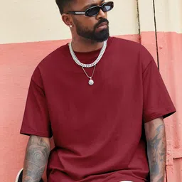 The souled store Solids Superhero Red Red Oversized T-Shirts image 1