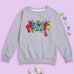 NUSYL Kids Typography Printed Oversized Sweatshirt-picture-20
