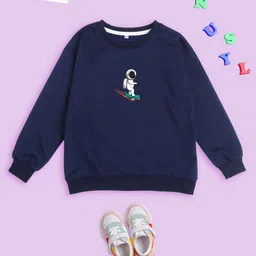 NUSYL Kids Graphic Printed Round Neck Long Sleeve Fleece Pullover Oversized Sweatshirt-picture-32
