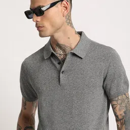 THE BEAR HOUSE Men Solid Regular Fit Cotton Polo Collar T-Shirts image 1