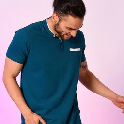Campus Sutra Mandarin Collar Cotton T-shirt-picture-26