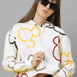 Free Authority Mickey Mouse Printed Hooded Cropped Fleece Pullover-image-25