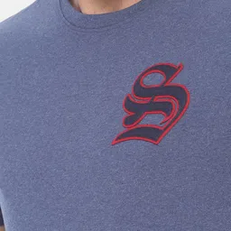 Steenbok Men Navy Blue Applique  Pure Cotton T-shirt image 4