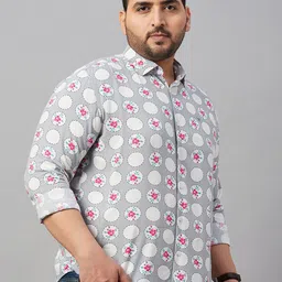 SHOWOFF Plus Plus Size Smart Floral Printed Cotton Casual Shirt image 3