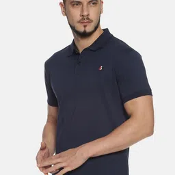 Steenbok Men Navy Blue Polo Collar Cotton T-shirt image 3