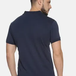 Steenbok Men Navy Blue Polo Collar Cotton T-shirt image 4