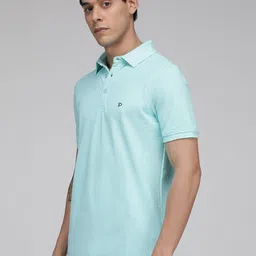 SPORTO Men Turquoise Blue Polo Collar T-shirt image 5