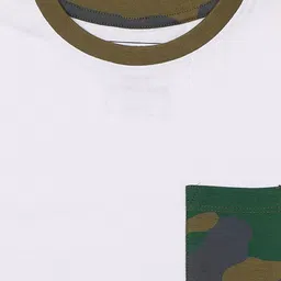 Jumping Joey Boys White & Olive Green Drop-Shoulder Sleeves Pure Cotton T-shirt image 4