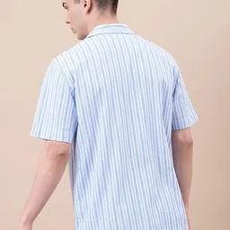Marks & Spencer Shirt Collar Striped Cotton Linen Lounge T-Shirt image 4
