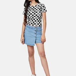 Coolsters by Pantaloons Girls Black & White Checked Monochrome T-shirt image 4
