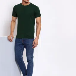 FERANOID Men Green Solid Regular Fit T-shirt image 2