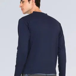 appulse Men Navy Blue Solid Mandarin Collar T-shirt image 5