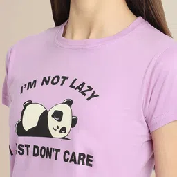 Fabflee Women Red & Lavender Typography Printed Pack of 2 Cotton T-shirt image 4