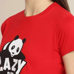 Fabflee Women Pack Of 2 Black & Red Printed T-shirt image 3