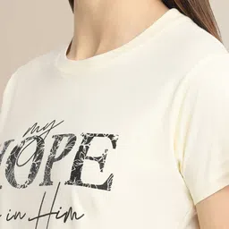 Fabflee Women Blue & Cream-Coloured Pack of 2 Graphic Printed Cotton T-shirts image 5