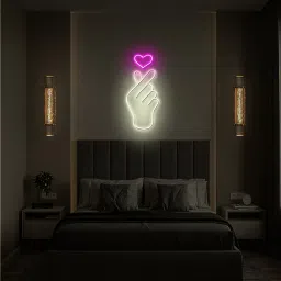 sifty creative BTS Finger (W 16 x H 8) Acyrlic & Silicone LED Neon Light (Pink) image 1