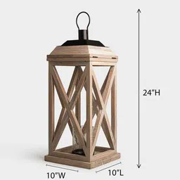ireka homes Selena Acacia Wood Lantern with Glass image 2