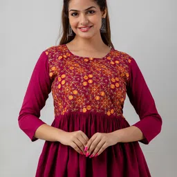 SHOOLIN Ethnic Motifs Embroidered A-Line Kurti-picture-34