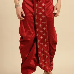 Sanwara Men Embroidered Art Silk Dhoti Pants-image-12