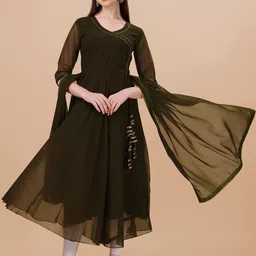 PMD Fashion Women Gotta Patti Georgette Anarkali Kurta With Dupatta-picture-20