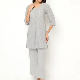 BARARA ETHNIC Checked Pure Cotton Kurta with Trousers-picture-43