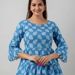 SHOOLIN Ethnic Motifs Printed Bell Sleeves Pure Cotton A-Line Kurti-picture-34