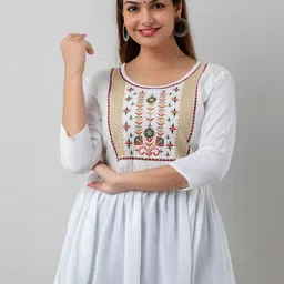 SHOOLIN Ethnic Motifs Embroidered A-Line Kurti-picture-27