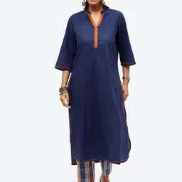 Baawri Mandarin Collar Pure Cotton Straight Kurta-picture-33