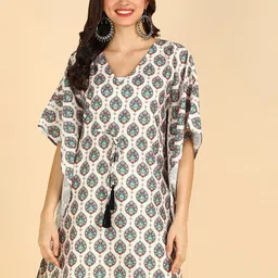 ZNX Clothing V-Neck Ethnic Motifs Printed Kaftan Kurti-picture-35