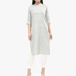 Sangria Striped Thread Work Pure Cotton Straight Kurta-picture-19
