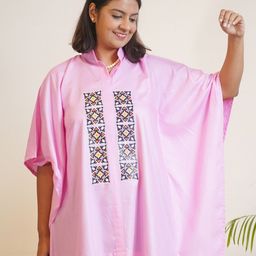 LetsDressUp Floral Printed Mandarin Collar Flared Sleeves Kaftan Kurti-picture-3