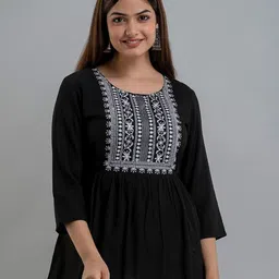 SHOOLIN Ethnic Motifs Embroidered A-Line Kurti-picture-11