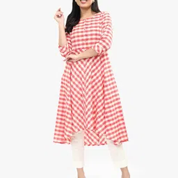 Sangria Checked Printed Pure Cotton A-Line Kurti-picture-10