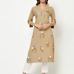 BARARA ETHNIC Floral Printed V-Neck Straight Kurta-picture-13