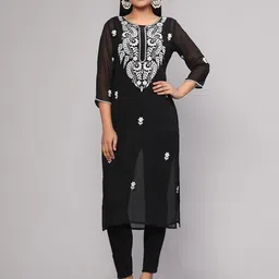 Royal Export Chikankari Embroidered Round Neck Straight Kurta-picture-26