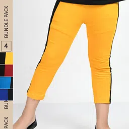 IndiWeaves Girls Pack Of 4 Mid Rise Pure Cotton Capris-picture-14