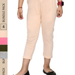 IndiWeaves Girls Pack Of 4 Regular Fit Pure Cotton Capris-picture-22