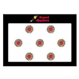 Comet Busters 7 Pcs Embellished Reusable Designer Bindis - Red & Gold-Toned-picture-3