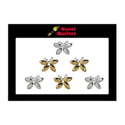 Comet Busters 6 Pcs Embellished Reusable Butterfly-Shaped Bindis - Gold & Silver-Toned-picture-47