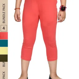 IndiWeaves Girls Pack Of 4 Pure Cotton Capris-picture-52