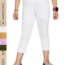 IndiWeaves Girls Pack Of 4 Pure Cotton Capris-image-85