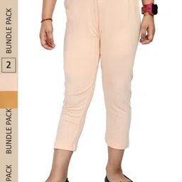 IndiWeaves Girls Pack Of 3 Colourblocked Pure Cotton Capris-picture-55