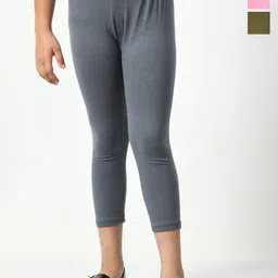 BAESD Girls Pack Of 3 Skinny Fit Mid Rise Cotton Capris-image-94