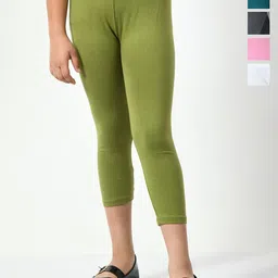 BAESD Girls Pack Of 4 Skinny Fit Mid Rise Cotton Capris-picture-34