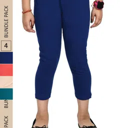IndiWeaves Girls Pack Of 4 Mid-Rise Pure Cotton Capris-picture-10