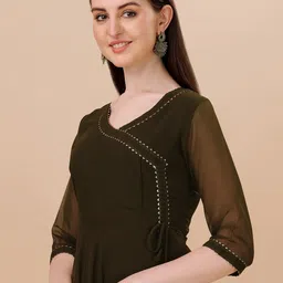 PMD Fashion Women V-Neck Georgette Anarkali Kurta With Dupatta image 4