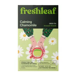 FRESHLEAF Green Tea Loaded With Anti-Oxidants, 100% Whole Long Leaf Naturally Handpicked Green Tea, 20 Pyramid Tea Bags Each Pack (Chamomile, 20 Tea Bags)-image-93